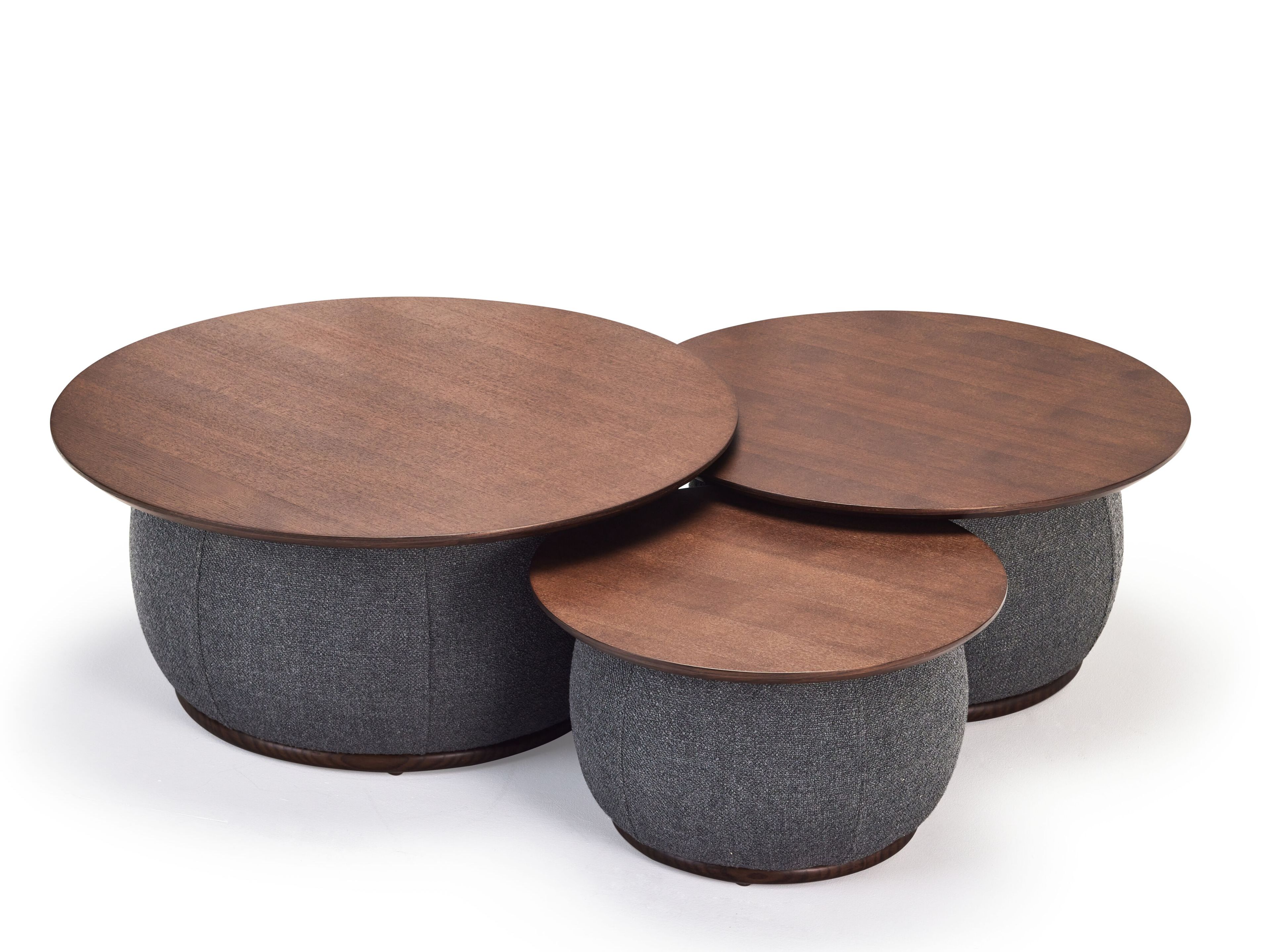 Низкий круглый журнальный столик из ткани с ясенем Papell Design Chestar ARCH-00051545 - Вид №2