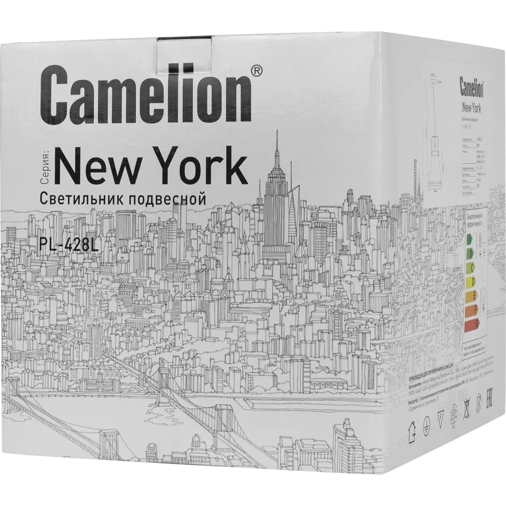 Светильник подвесной New York PL-428L, 1xE27x60 Вт, 3 м², цвет белый 82055321 STLM-2198394 CAMELION  - Вид №6