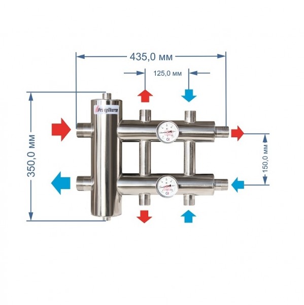 Купить Распределительный коллектор с гидрострелкой 85 кВт, 3 контура Прокситерм GSK323 - Вид №3
