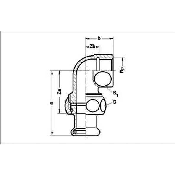 113096542 SANHA 13096G пресс-фит. солн., бронза, сгон угловой ВПр-ВР 54x2 мм  - Вид №1