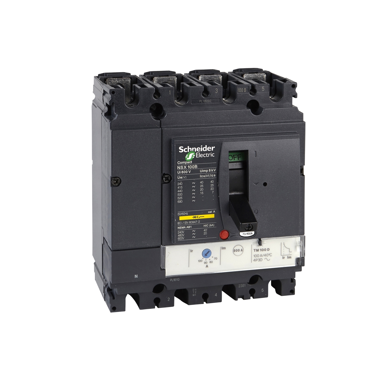 LV429866 Силовой автомат NSX 100, TM, 50кА, 4P, 25А Schneider Electric Compact 