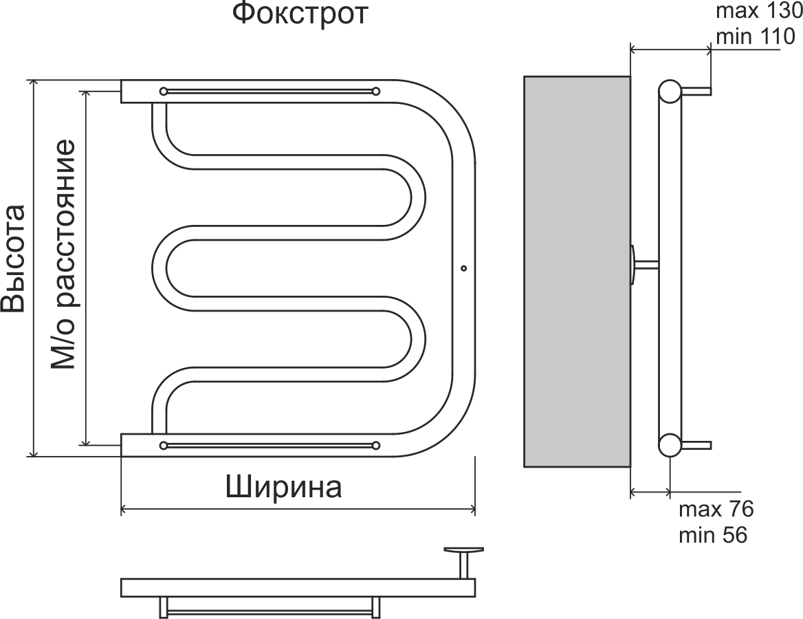 4620768880919 ЭКОНОМ Фокстрот AISI 32х2 600х600 Полотенцесушитель TERMINUS Нержавеющая сталь - Вид №2