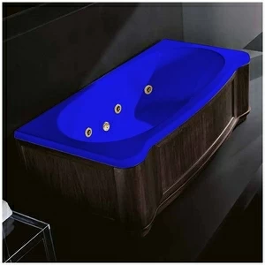 Ванна Gruppo treesse New Classic Young STD-V6747-DX-WV-SIZ синяя с золотой фурнитурой и гидромассажем прямоугольная правая деревянная панель венге