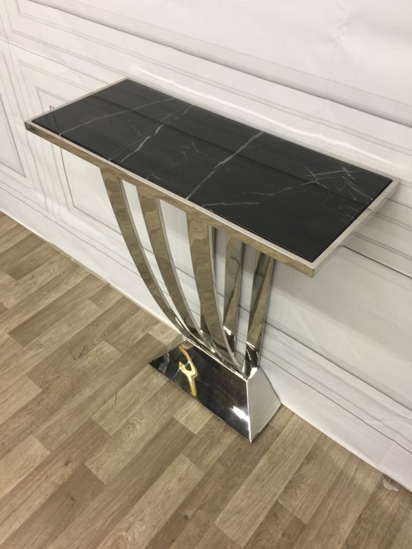 Консоль металлическая серебро с мраморной столешницей Beau Deco от Eichholtz EICHHOLTZ EICHHOLTZ 060934 Хром;черный  - Вид №3