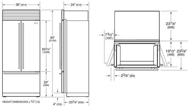 Sub-Zero Встраиваемый двухдверный холодильник из нержавеющей стали класса а +  Icbbi-36ufdid/s/th  - Вид №9