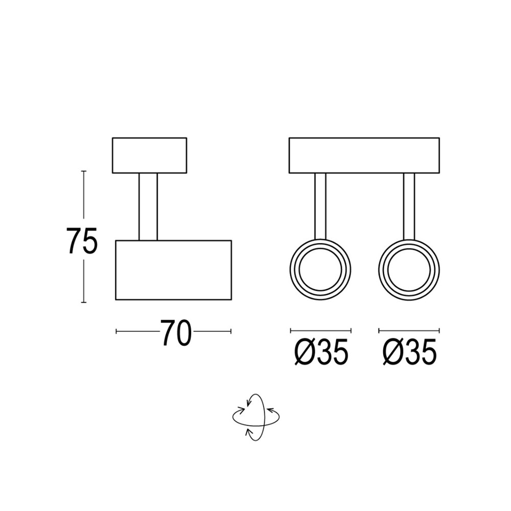 Point Evo 00W 2L Ghidini Point Evo Wall / Ceiling .01 Белый (Матовый)  - Вид №1