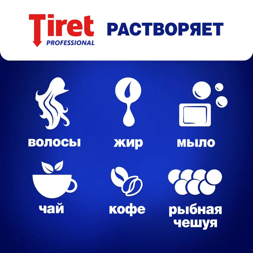 Гель TIRET Professional для глубокой очистки труб 1 л 88294288 STLM-0077405 - Вид №5