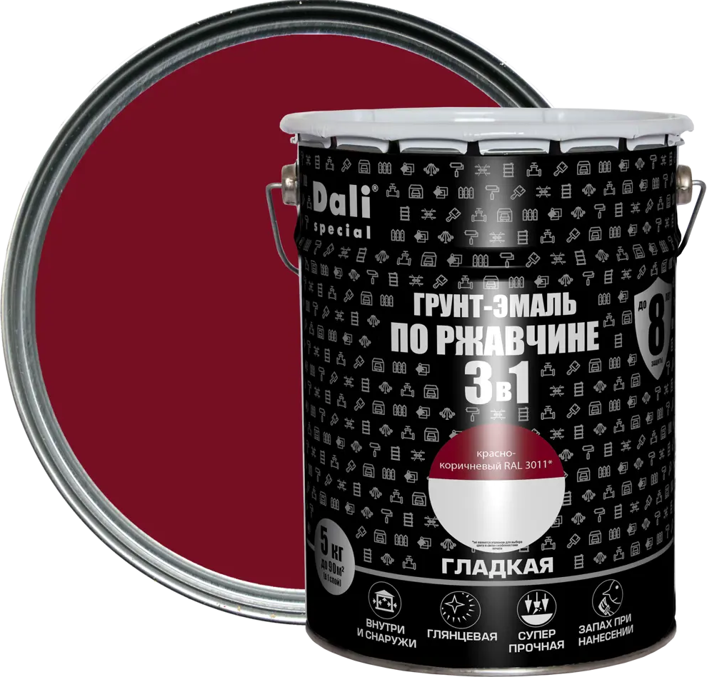Грунт-эмаль Dali 3 в 1 - защита металла от коррозии 84584237