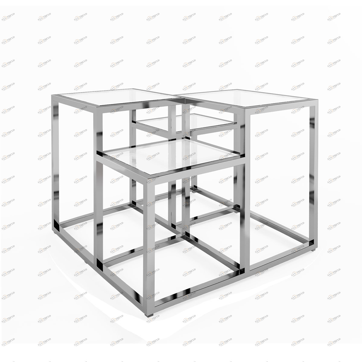 Кофейный столик со стеклянной столешницей 65х65 хром Astoria DELIGHT COLLECTION  00-3882221 Прозрачный;хром 