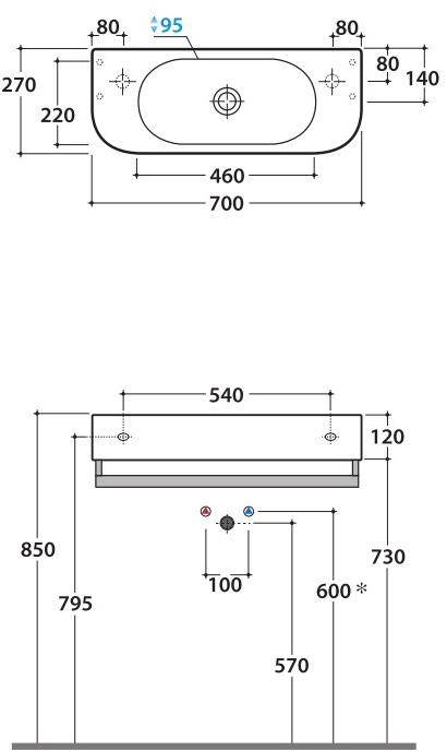 Sct70.bi / sct55.bi Подвесная раковина настенная овальная Ceramica Globo FORTY3 белая - Вид №4