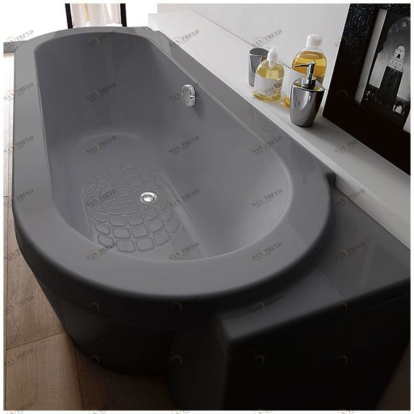 Ванна Gruppo treesse Playa V8181-SX-SE серая овальная угловая пристенная левая VTLV8181SXSE