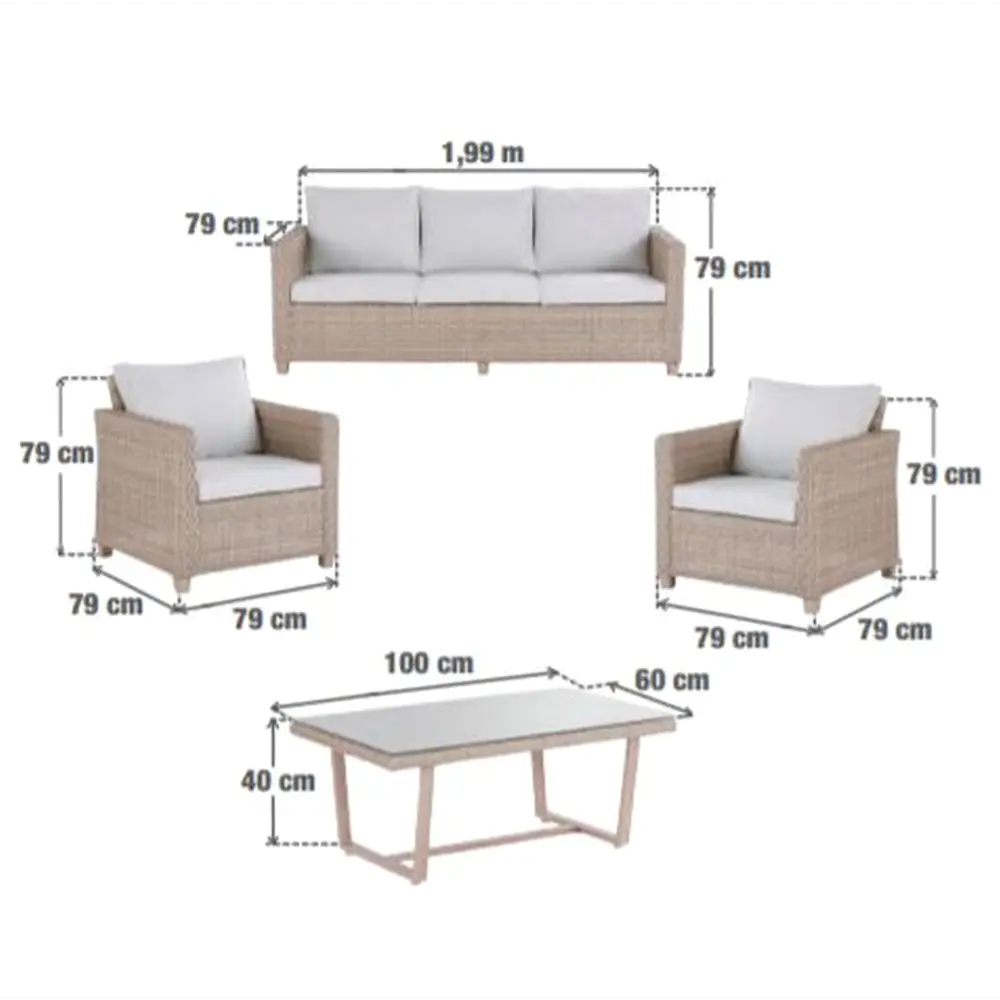 Набор садовой мебели Naterial Medena полиротанг цвет бежевый STLM-2075461 - Вид №12