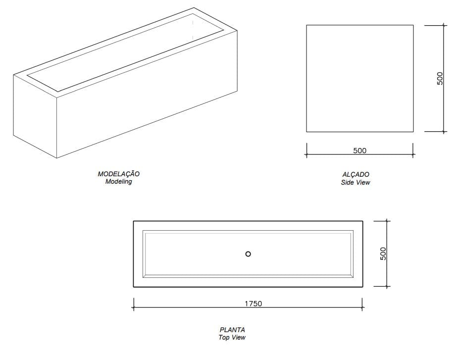 Прямоугольная бетонная плантатор amop Modular ARCH-00061303 - Вид №3