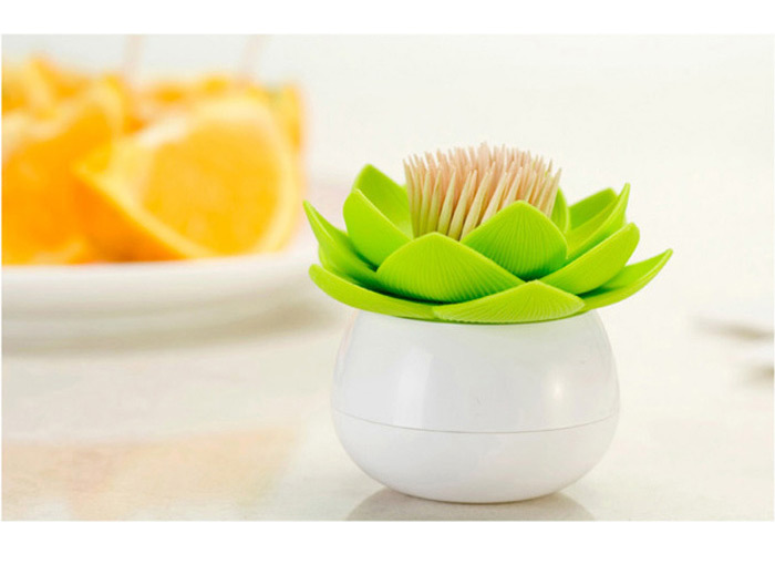 Держатель для зубочисток Lotus белый-зеленый Qualy QL10156WHGN - Вид №1