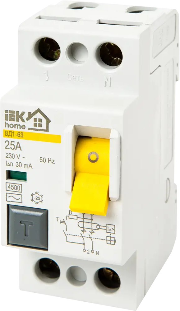 IEK Home УЗО ВД1-63 - защита от токов утечки для дома 18072571