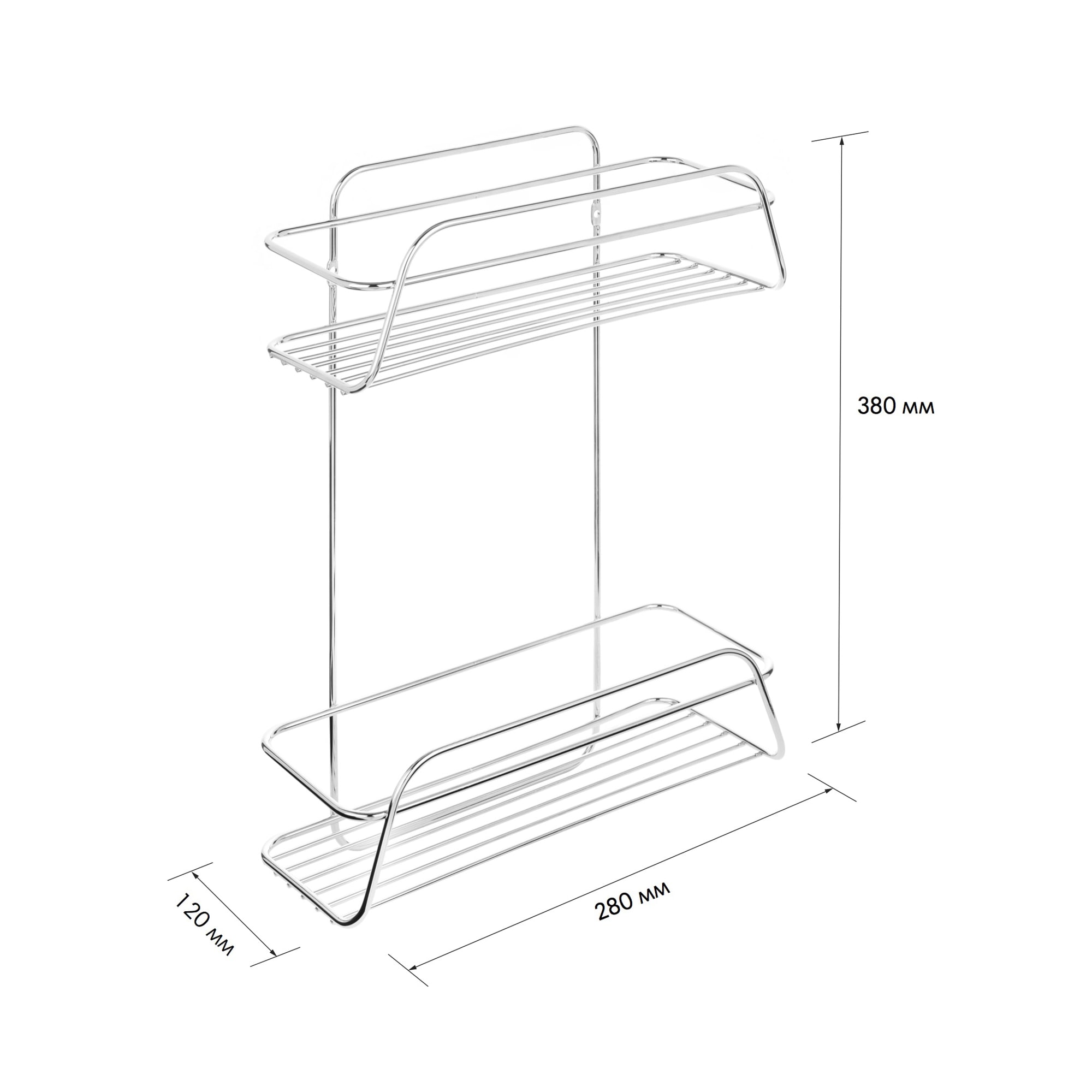 82484980 Полка двухъярусная прямая 28х12х38 см цвет хром Модулус Santreyd  - Вид №7