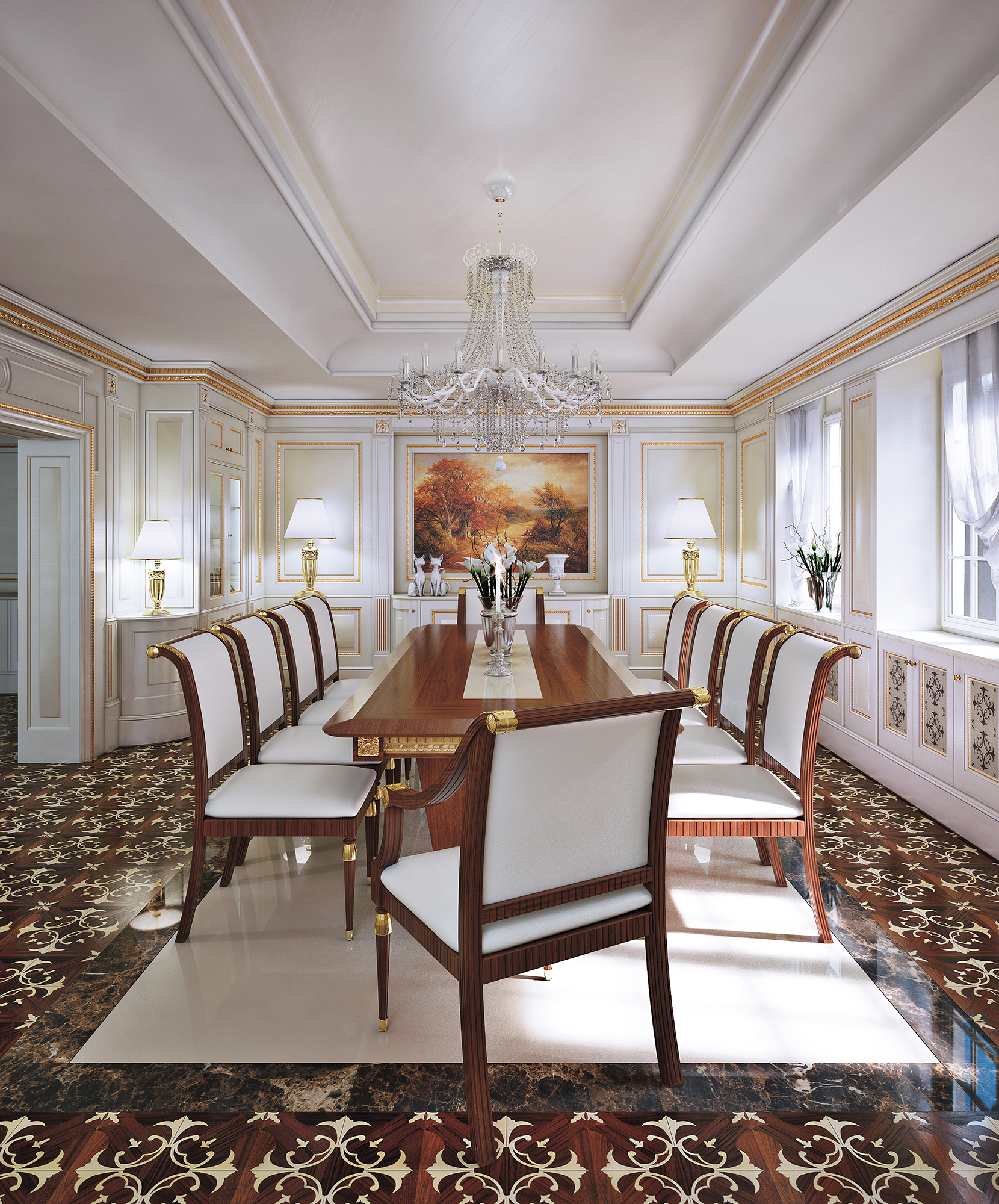 Regency5 Tifernoit Белый лакированный буазери в стиле регентства Soggiorno  - Вид №1