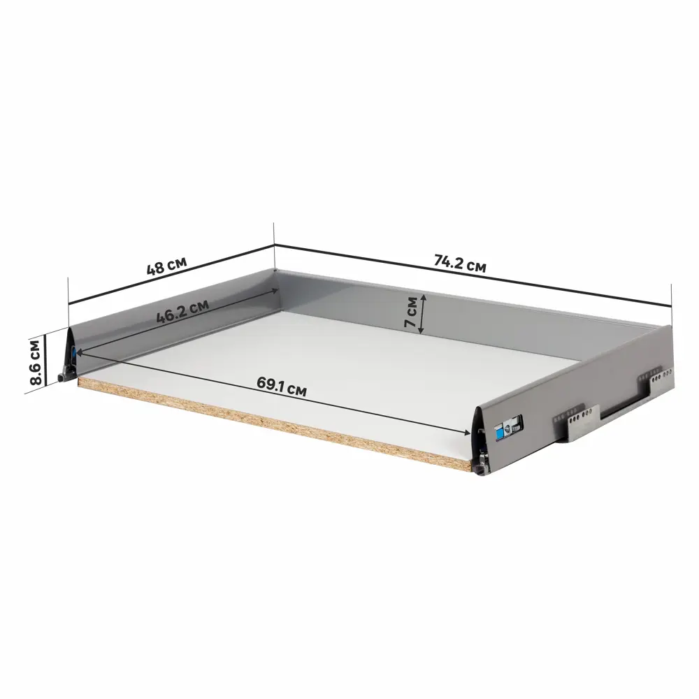 Ящик Delinia низкий с доводчиком 74х8.6х48 см, металл STLM-2162608 - Вид №1