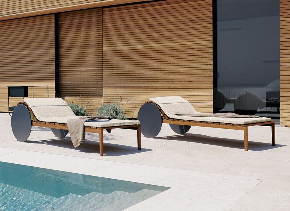 Ироко лежачий садовый шезлонг с колесами Potocco Suno ARCH-00053219 - Вид №1