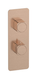 3-ходовой термостатический комплект Corallo с пластиной и ручкой с вертикальным прямоугольным пластинчатым переключателем WE ARE IB eua716srneo_2 Brushed Rose Gold Aqua