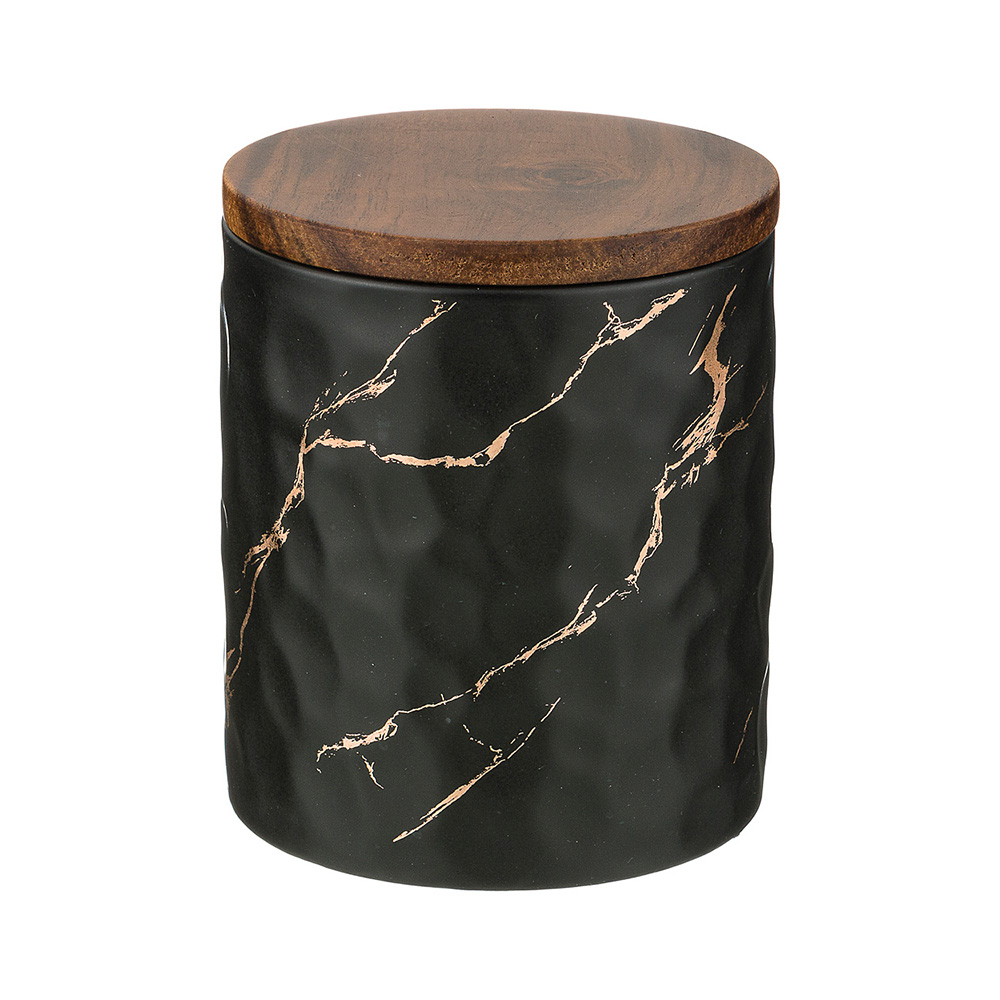 412-111 Посуда фарфоровая Банка ля сыпучих продуктов коллекция золотой мрамор Lefard 