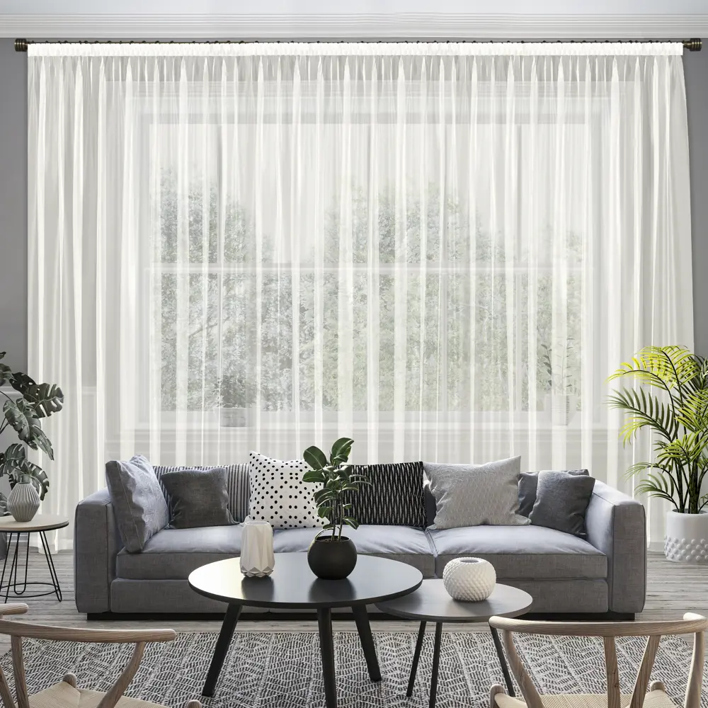 Тюль 1 м/п Однотонный микровуаль 300 см цвет молочный GARDEN STLM-2134557 - Вид №3