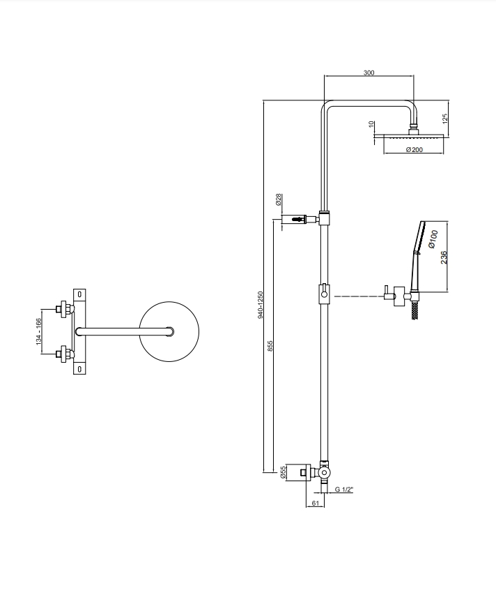 44NN0932 Душевая система , черный Fiore Kevon  - Вид №2