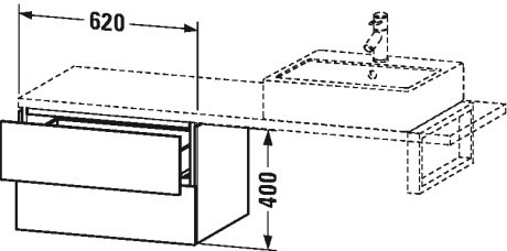 LC582809090 Шкафчик для компактной консоли L-Cube #LC5828 620 x 477 мм Фланелево-серый шелковисто-матовый лак Duravit - Вид №1
