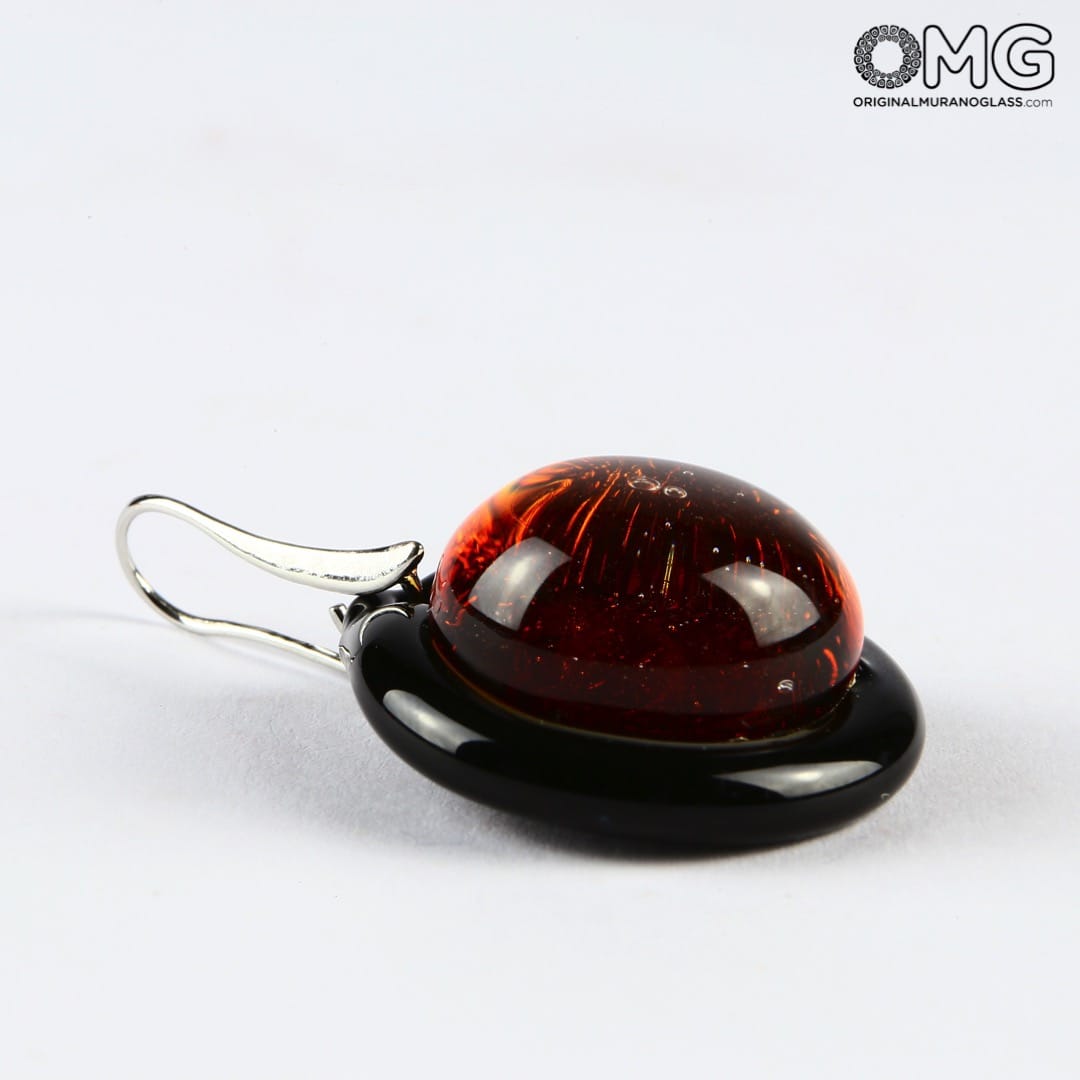 2460 ORIGINALMURANOGLASS Круглые янтарные серьги из стекла соммерсо - муранское стекло - Original Murano Glass OMG 2 см  - Вид №1