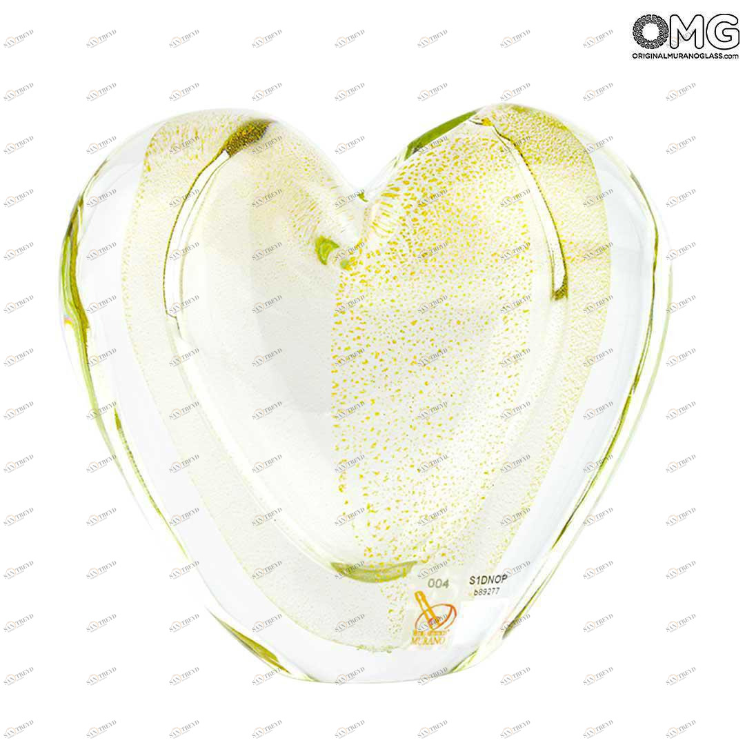 3574 ORIGINALMURANOGLASS Ваза Золотое сердце - соммерсо - муранское стекло OMG 10 см 