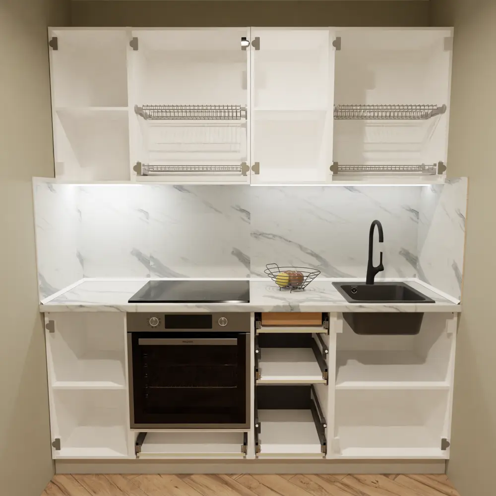 Кухонный гарнитур 200x60 см Ньюпорт ВШВ цвет топо KONSENSA STLM-2135688 - Вид №2