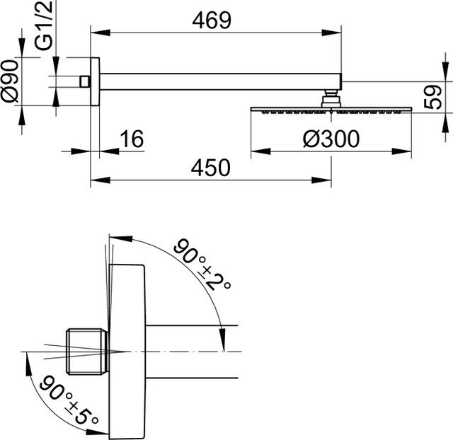 59083010401 Верхний душ KEUCO Edition 90 - Вид №2