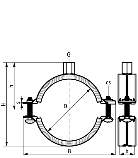 31085064 Bifix® G2 Хомуты (M8/10) (BUP1000) для стальных, медных, чугунных и пластиковых (многослойных) труб walraven  - Вид №1