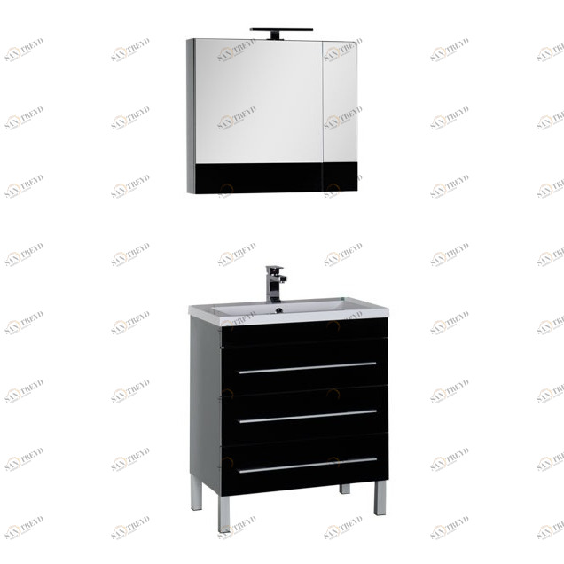 Комплект мебели Aquanet Верона 75 черный (напольный 3 ящика) 00178538