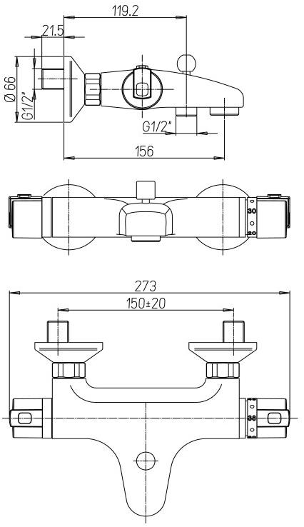 0AU00443JA00 Смеситель-термостат Aurora Jacuzzi - Вид №1