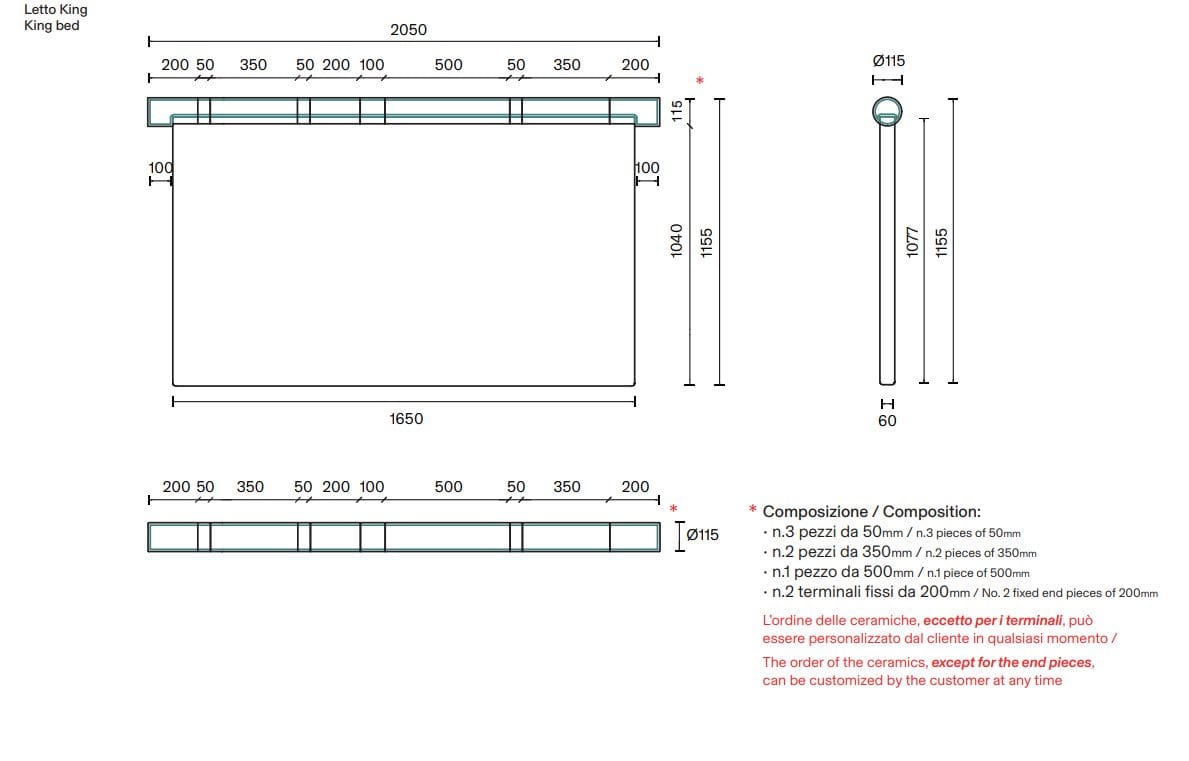 Бархатное и керамическое изголовье для двуспальной кровати Bolzan ROSARY ARCH-00077154 - Вид №5