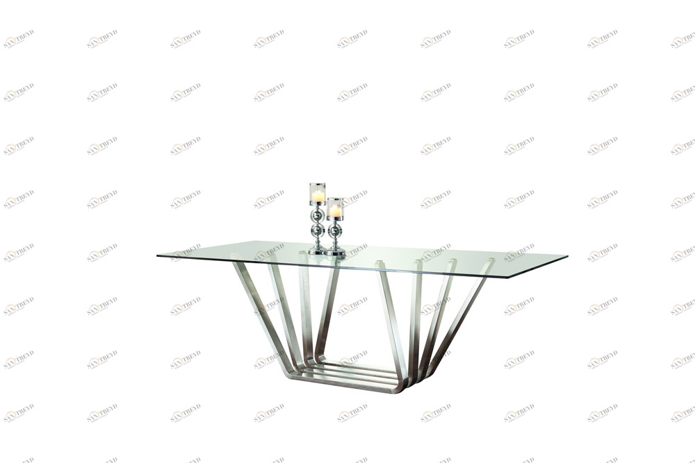 Обеденный стол стеклянный с основанием хром 180 см Giardino ESF FASHION 044037 Прозрачный;серебро