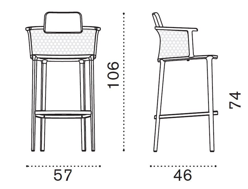 Алюминиевый высокий садовый стул Ethimo Nicolette ARCH-00120359 - Вид №5