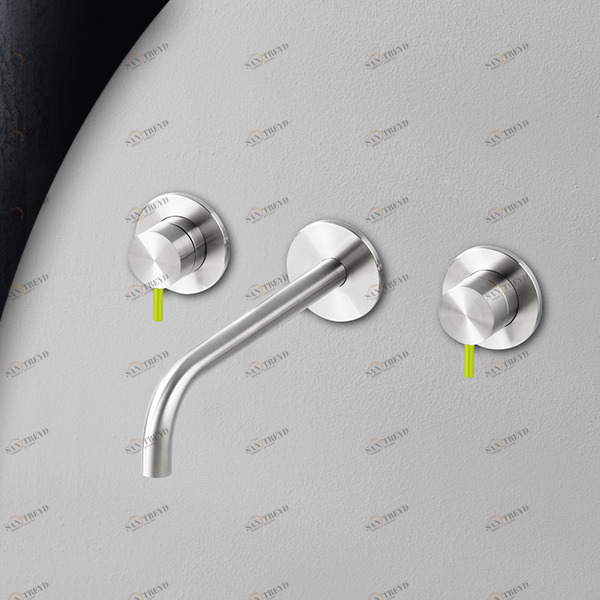 Смеситель для раковины сталь глянцевая с зеленой ручкой Toki Radomonte TKI29LCIL23