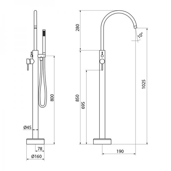 47450740 PREMIUM колонка Ванна Хром GRB MIXERS Time - Вид №1