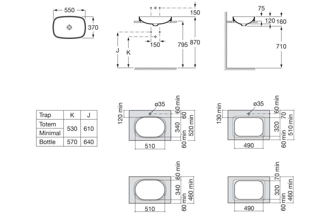 Керамический одношаговый умывальник Roca Inspira ARCH-00061024 - Вид №4