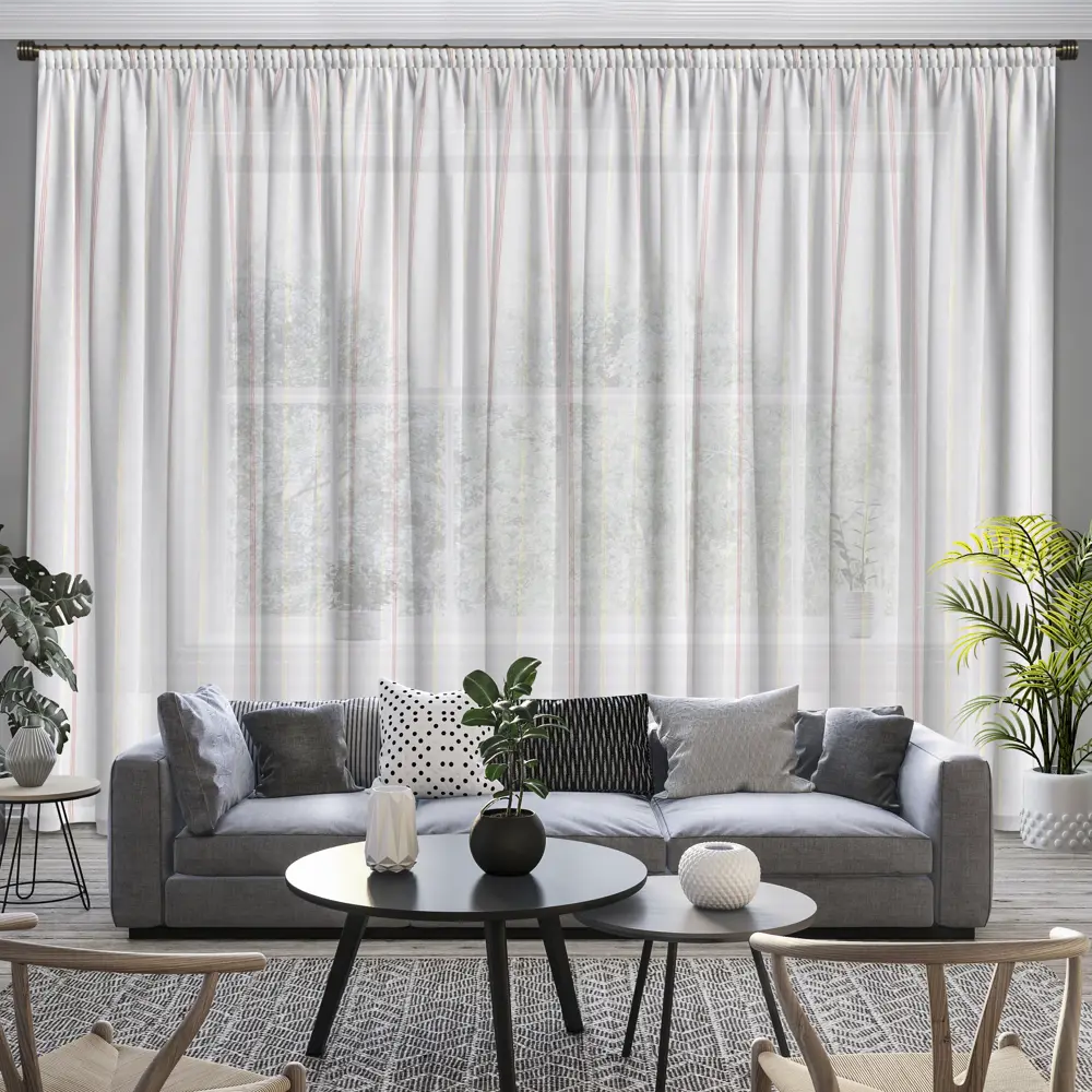 Тюль 1 м/п Полосы батист 300 см цвет розово-бежевый GARDEN STLM-2130433 - Вид №4