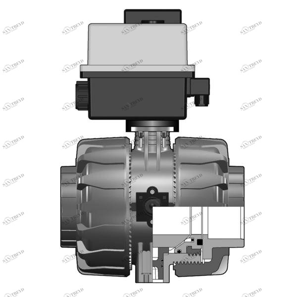 SANIT 8X3F382H01 2/2-ходовой шаровой кран ВКД, ПВДФ, д 16 - 110 г, тепловой сварки к сварочной втулки 