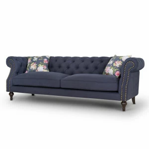 Диван прямой синий с капитоне Sanders KELLY LOUNGE ДИЗАЙНЕРСКИЕ 210977 Синий