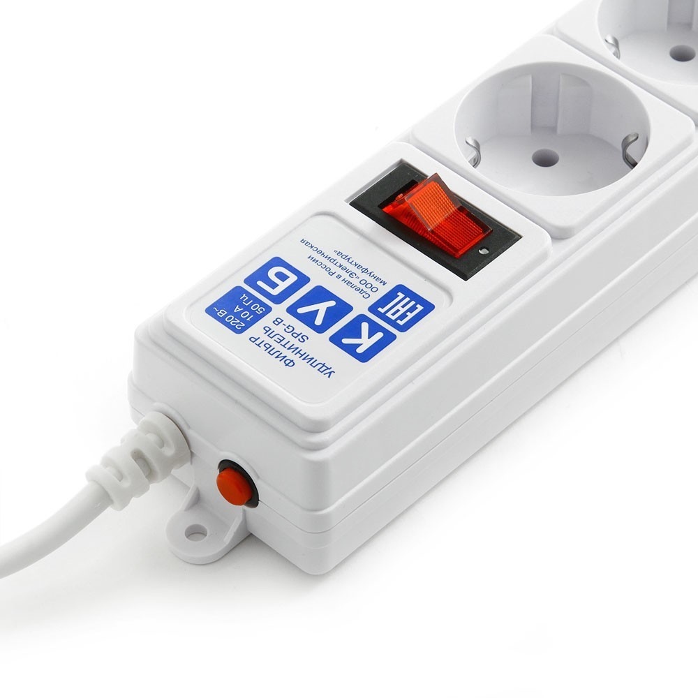 SPG-B-15-WHITE Surge protector power cube b 5.0 m 5 outlets (white) 10a / 2.2kw Электрическая мануфактура Santreyd  - Вид №1