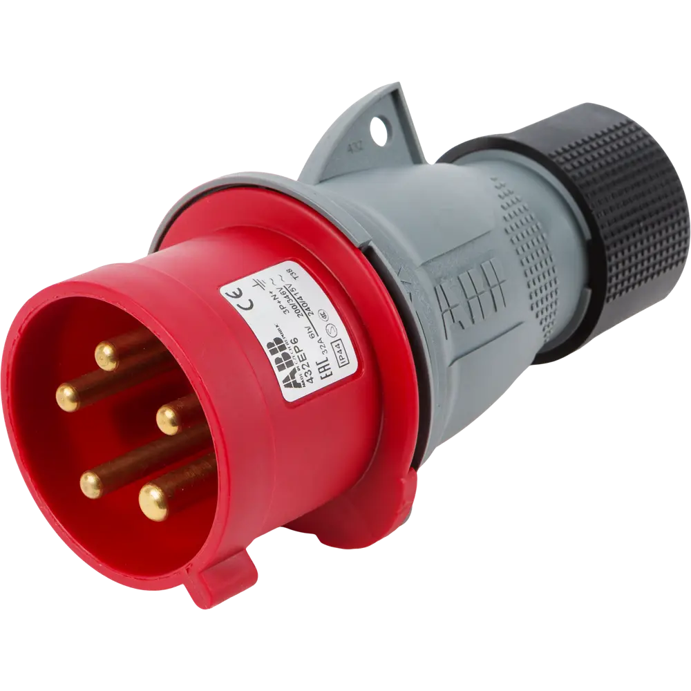 Вилка с заземлением Abb Icat ноль 32 А 380 В цвет красный STLM-2020748