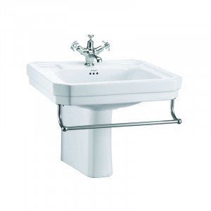 Burlington Victorian Раковина 61 см, вешалка для полотенец и полупьедестал в викторианском стиле с 2-мя отверстиями под смеситель B3 2TH T3 CHR P8