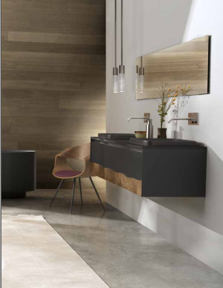 C375M2L50.101NC Тумба подвесная с 2 выдвижными ящиками A. e T. Italia TRACE Белый матовый - орех Каналетто Италия AeT ITALIA - Вид №5