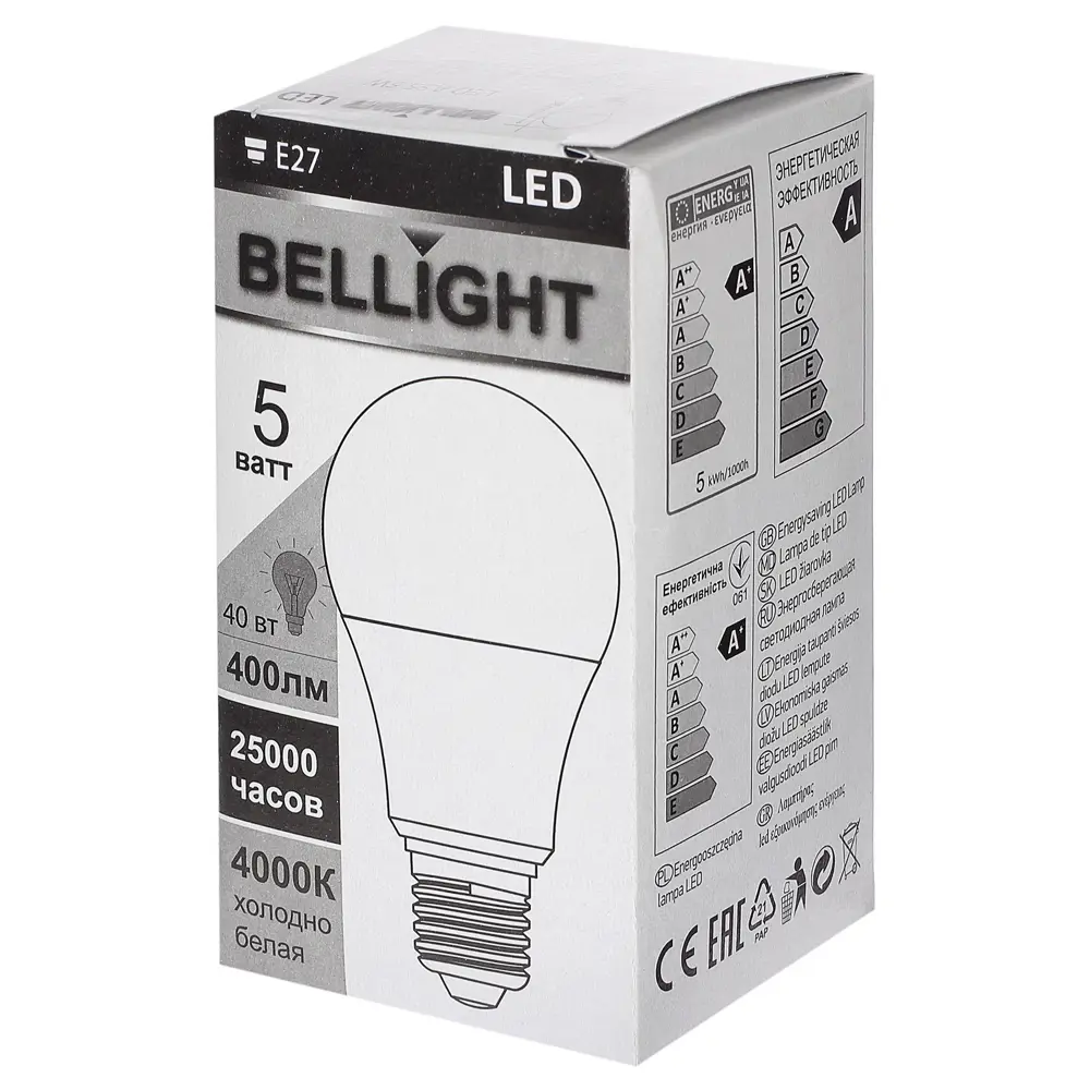 Лампа светодиодная Bellight A55, E27, 5 Вт, 400 Лм, свет холодный белый STLM-2201425 - Вид №2