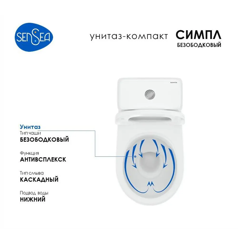 Унитаз-компакт Sensea Simple с двойным смывом и микролифтом 87471155 Симпл STLM-0073950 - Вид №5